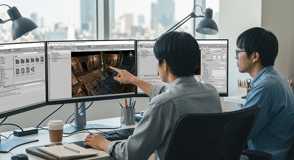 ゲーム開発スタジオの様子